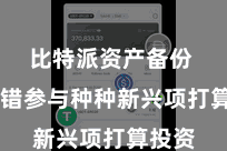 比特派资产备份 还不错参与种种新兴项打算投资